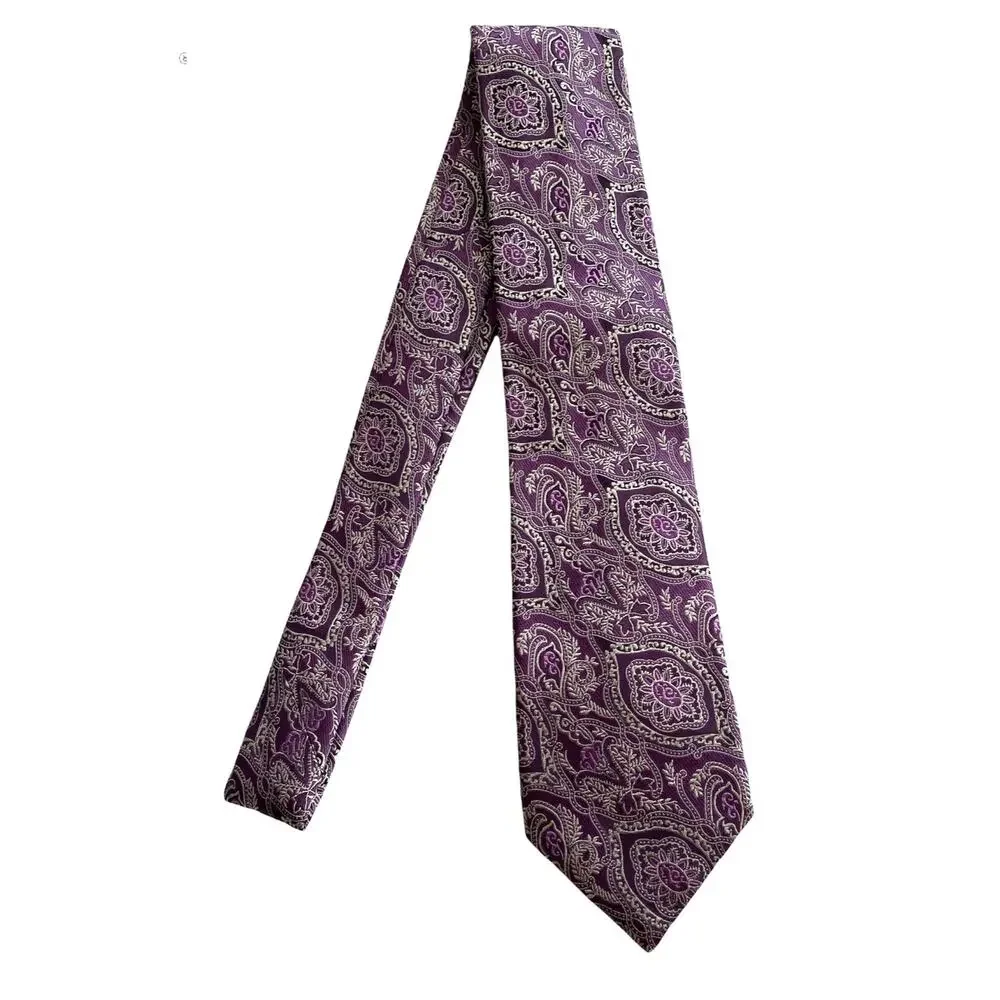 Daniel Cremieux Mantero Nwt Purple Silver 100% Silk Handmade in Italy Neck Tie